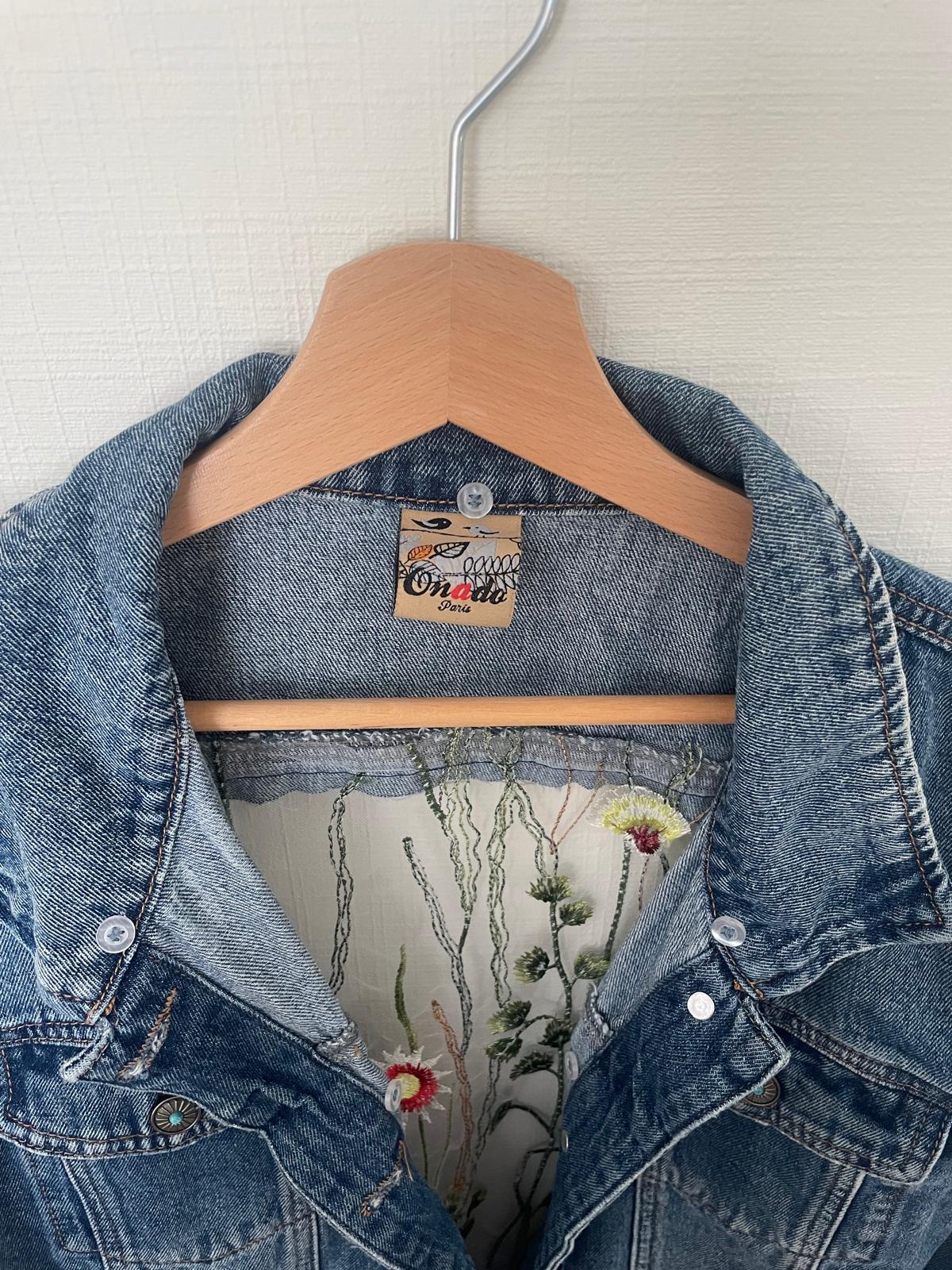 Denim jas / geborduurde rug XL