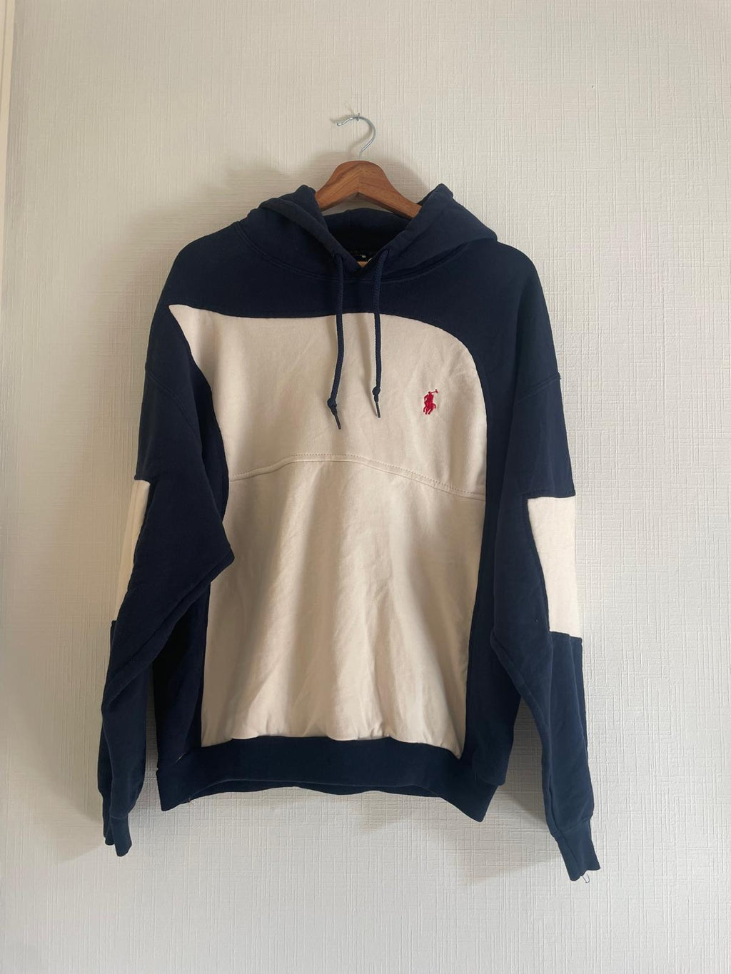 Brand remix - Polo hoodie M (donkerblauw/wit)