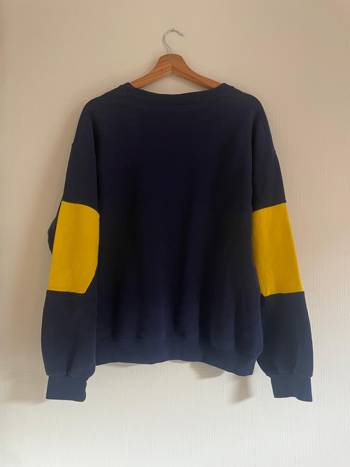 Brand remix - Adidas sweater L (donkerblauw/geel)