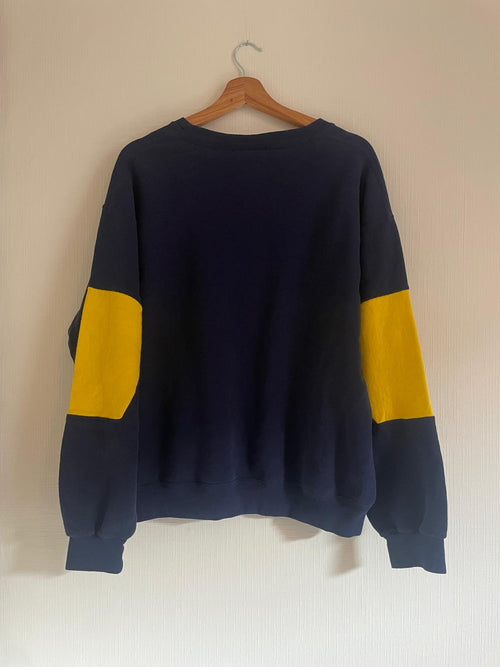 Brand remix - Adidas sweater L (donkerblauw/geel)
