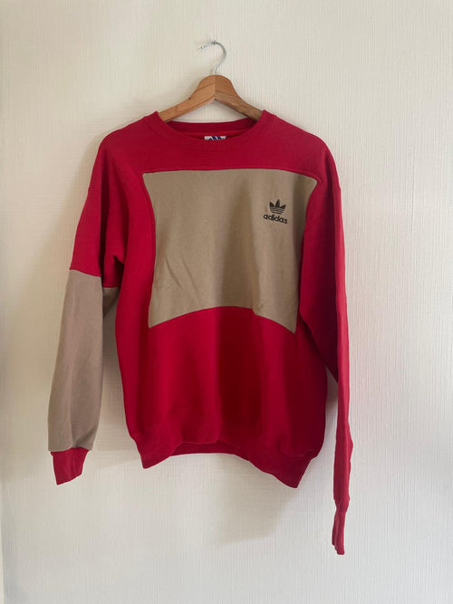 Brand remix - Adidas sweater M (rood/beige)
