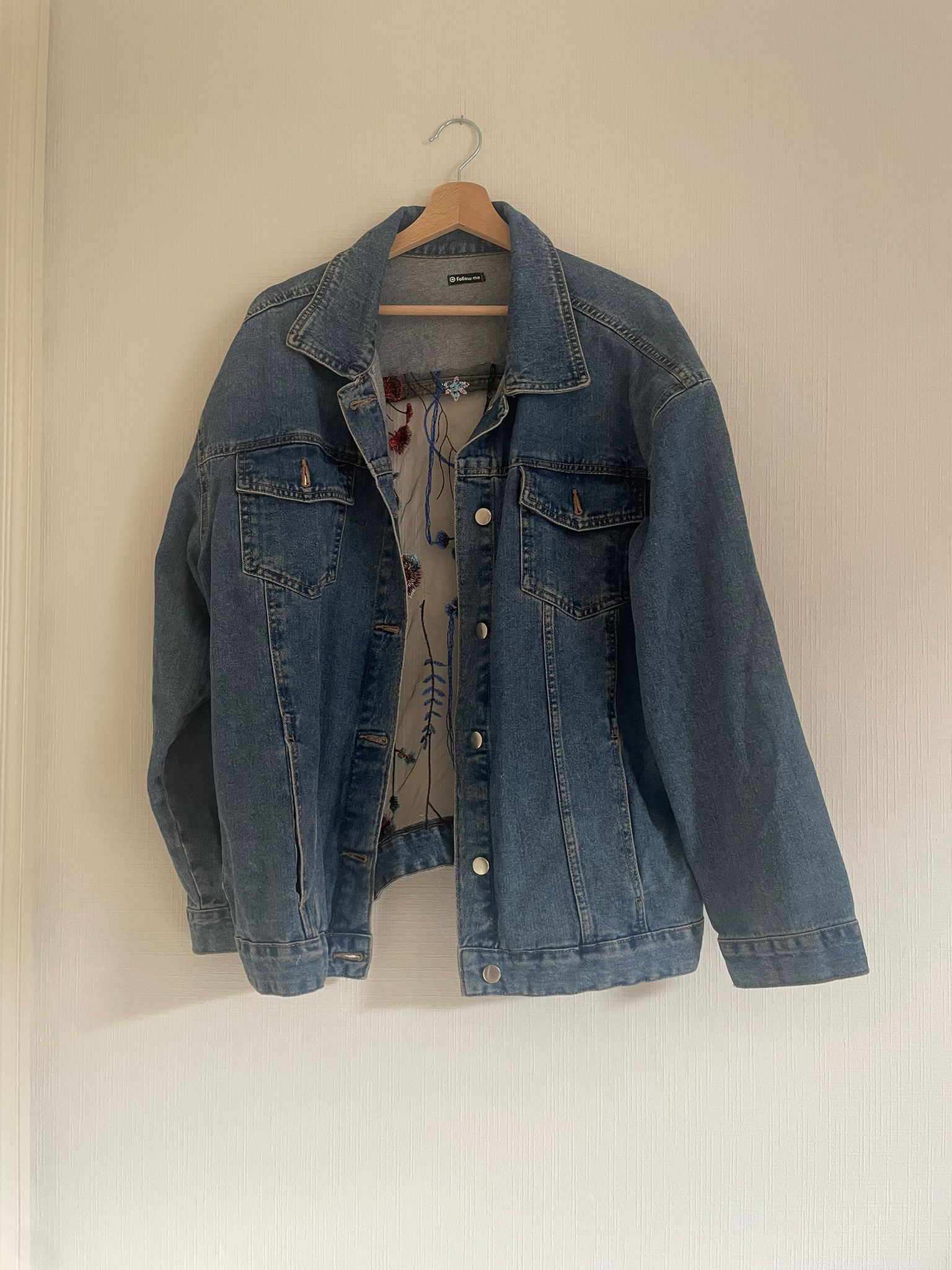 Denim jas / geborduurde rug L