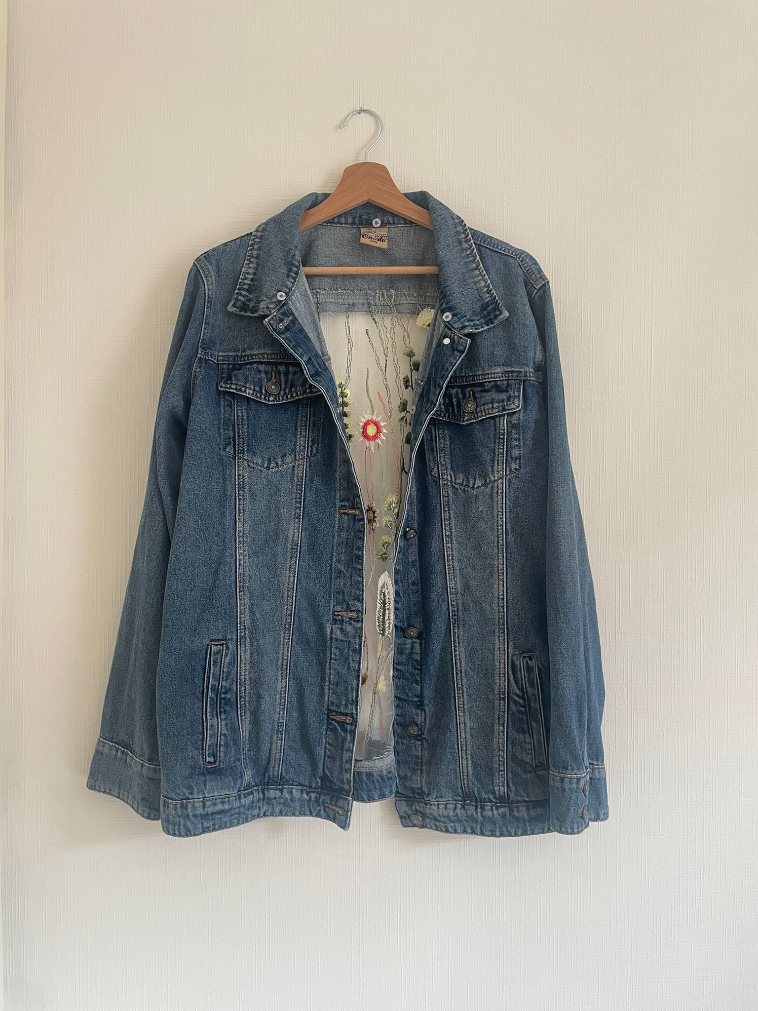Denim jas / geborduurde rug XL