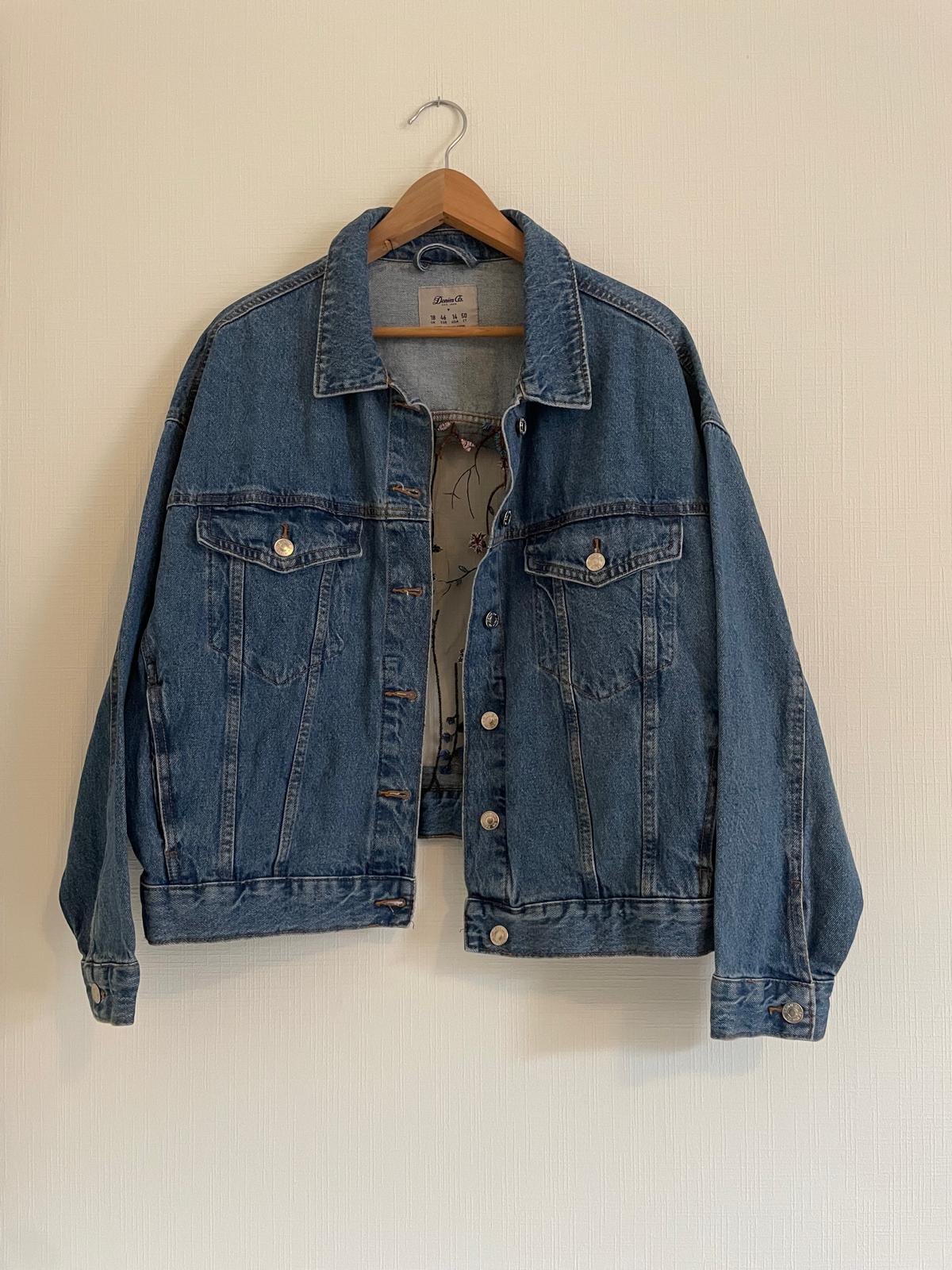 Denim jas / geborduurde rug XL