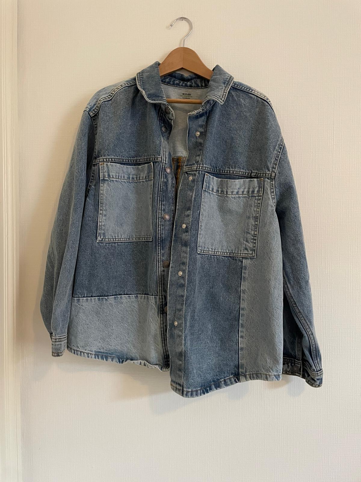 Denim jas / color block XL