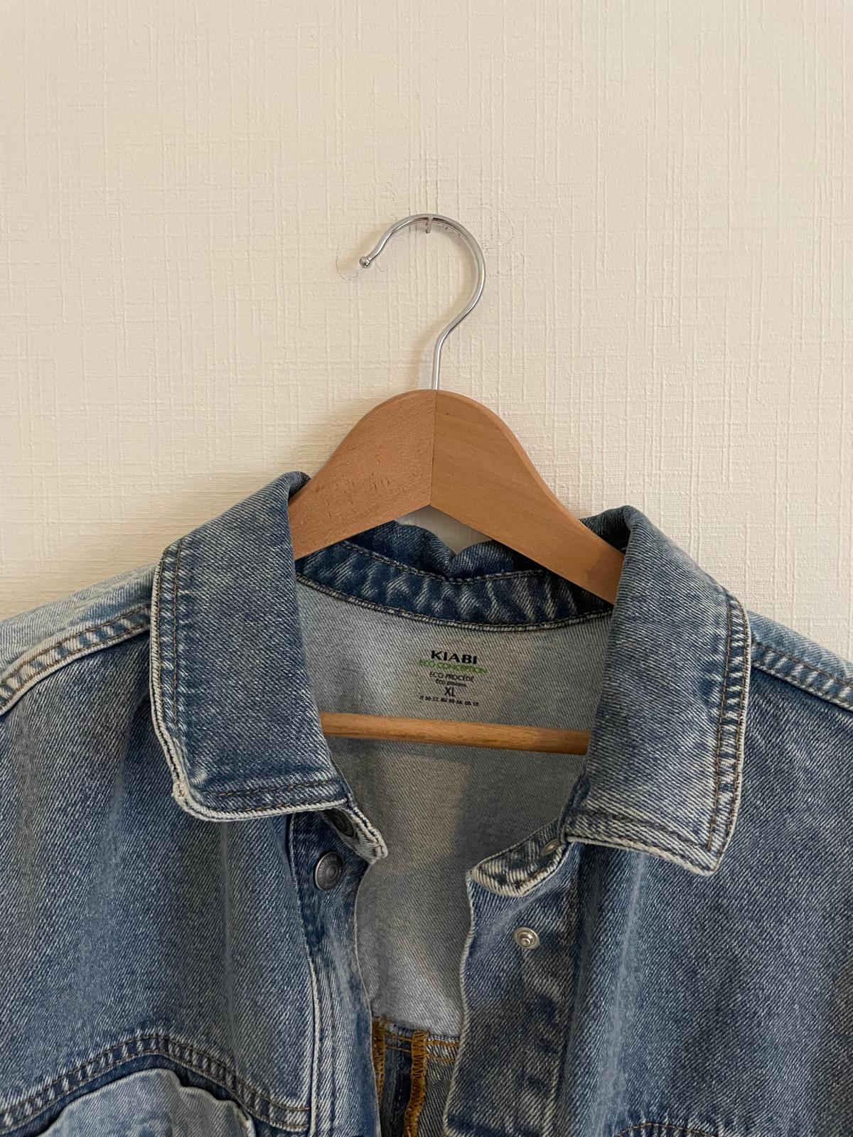 Denim jas / color block XL