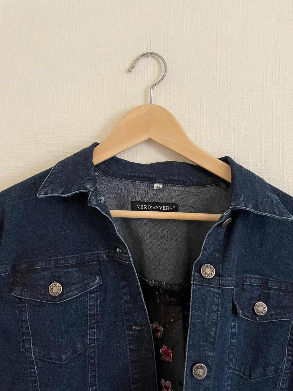 Denim jas / geborduurde rug L